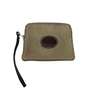 Roots Canada Genuine Leather Light Brown/Taupe Pouch Zipper Wristlet